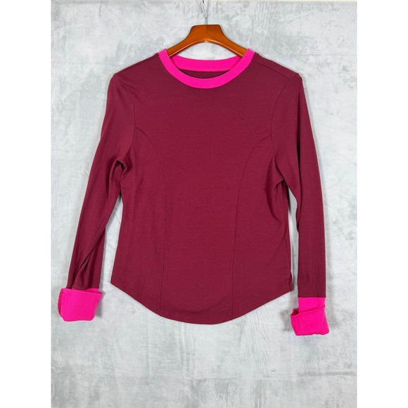 Maeve Tops - Maeve Anthropologie Long Sleeve Top Womens Large Maroon Pink Crew Neck Pullover